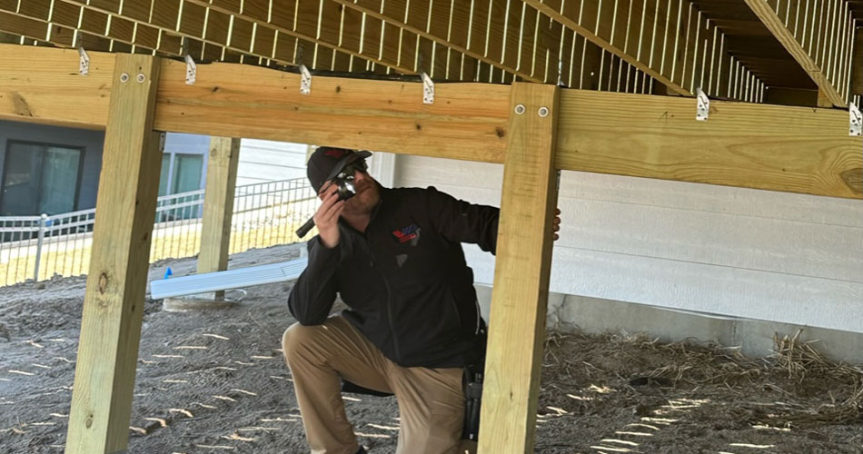 Brian inspecting a deck during a home inspection